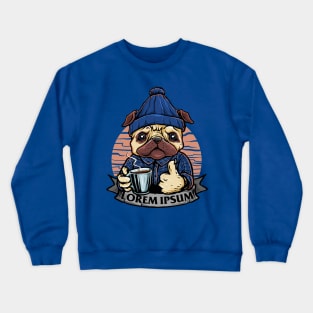 Funny dog with glass coffee Crewneck Sweatshirt